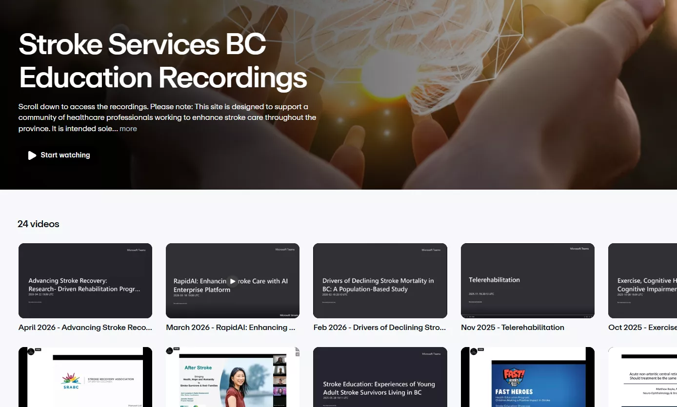 stroke services BC Vimeo page